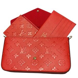 Designer Inspired Red Monogram Crossbody Bag❤️ Card Holder+Zip Pouch